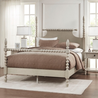 Madison Park Signature Rolling Pin Queen Bed, Antique Cream, rollover