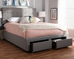 Tibault Queen Upholstered Bed, Gray, rollover