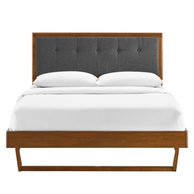 Modway Willow Queen Platform Bed With Angular Frame, Walnut/Charcoal, large