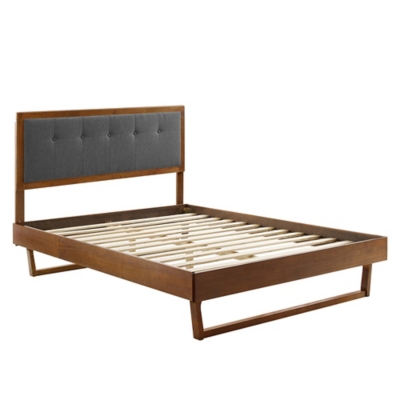 Modway Willow Queen Platform Bed With Angular Frame, Walnut/Charcoal, large