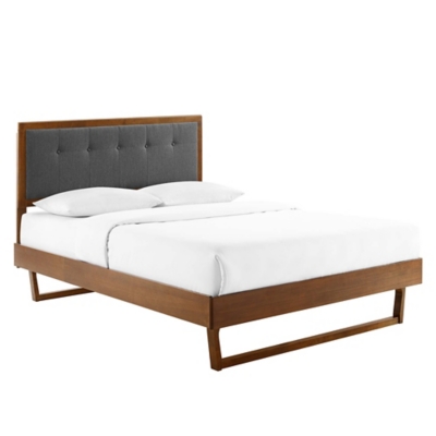 Modway Willow Queen Platform Bed With Angular Frame, Walnut/Charcoal, large