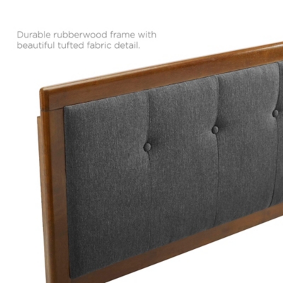 Modway Willow Queen Platform Bed With Angular Frame, Walnut/Charcoal, large