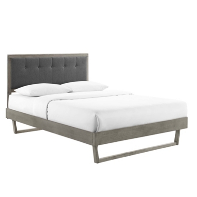 Modway Willow Full Platform Bed With Angular Frame, Gray/Charcoal, grid