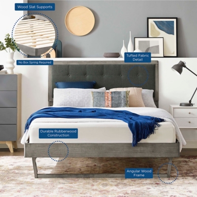 Modway Willow Queen Platform Bed With Angular Frame, Gray/Charcoal, large