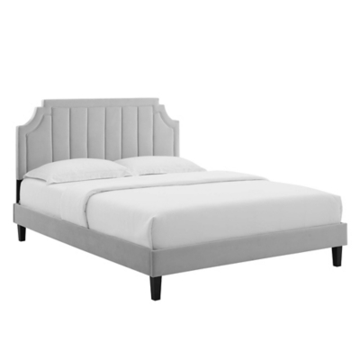 Modway Sienna Platform Bed, Light Gray, grid