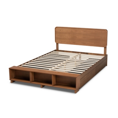 Baxton Studio Vita King Platform Bed With Storage, Walnut, large