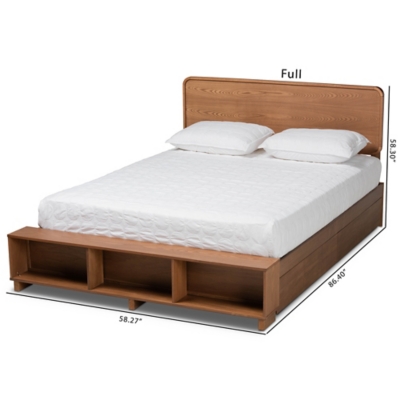Baxton Studio Vita Platform Bed With Storage, Walnut, large