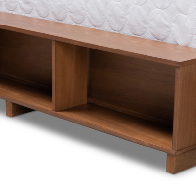 Baxton Studio Vita Platform Bed With Storage, Walnut, large