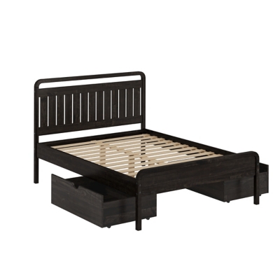 Donco Trading Round Over Queen Platform Bed with 2 Underbed Drawers, Urban Walnut, grid