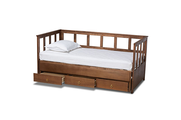 Baxton Studio Kendra Expandable Twin To, Twin Size Bed With Pull Out Storage