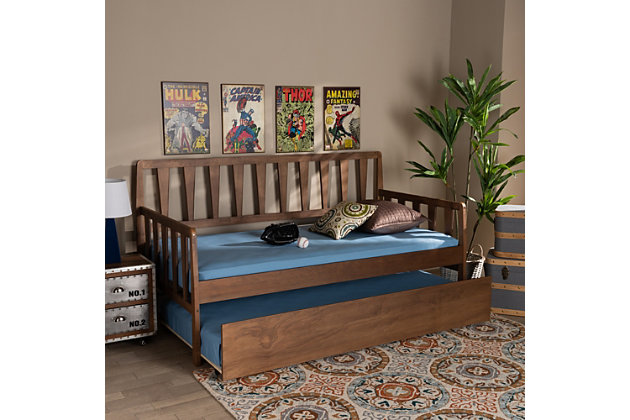Baxton Studio Midori Transitional Wood, Wooden Twin Bed With Trundle