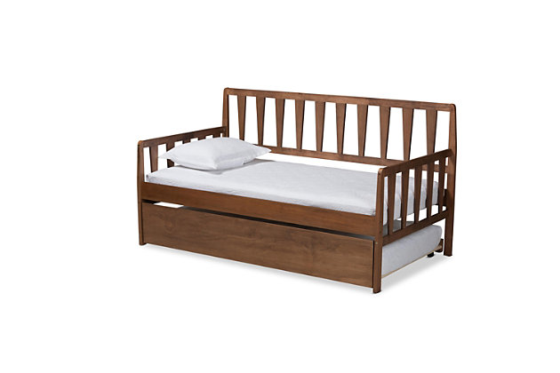 Baxton Studio Midori Transitional Wood, How Wide Is A Twin Trundle Bed