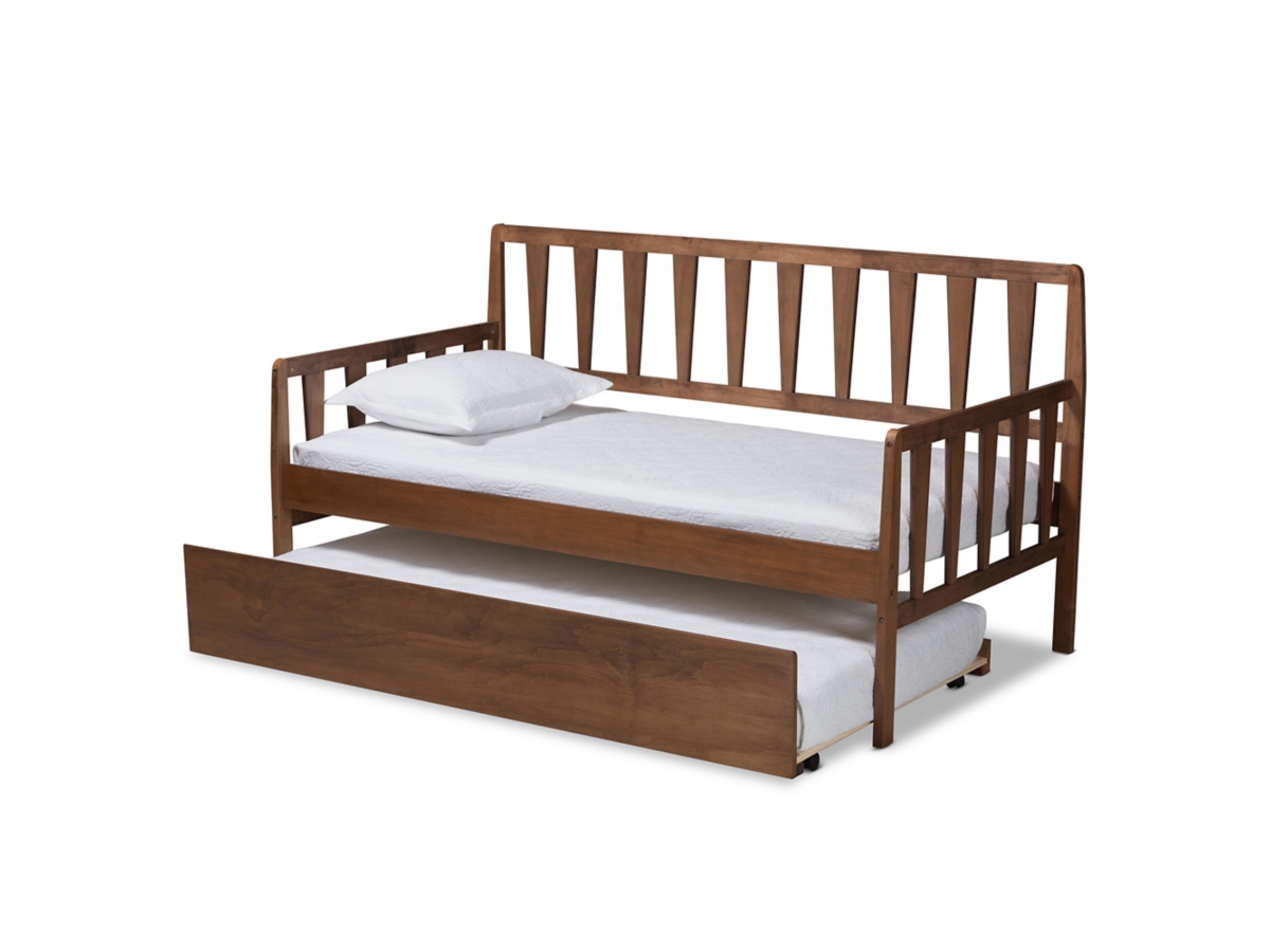 Baxton Studio Midori Twin Daybed with Roll Out Trundle Bed Ashley