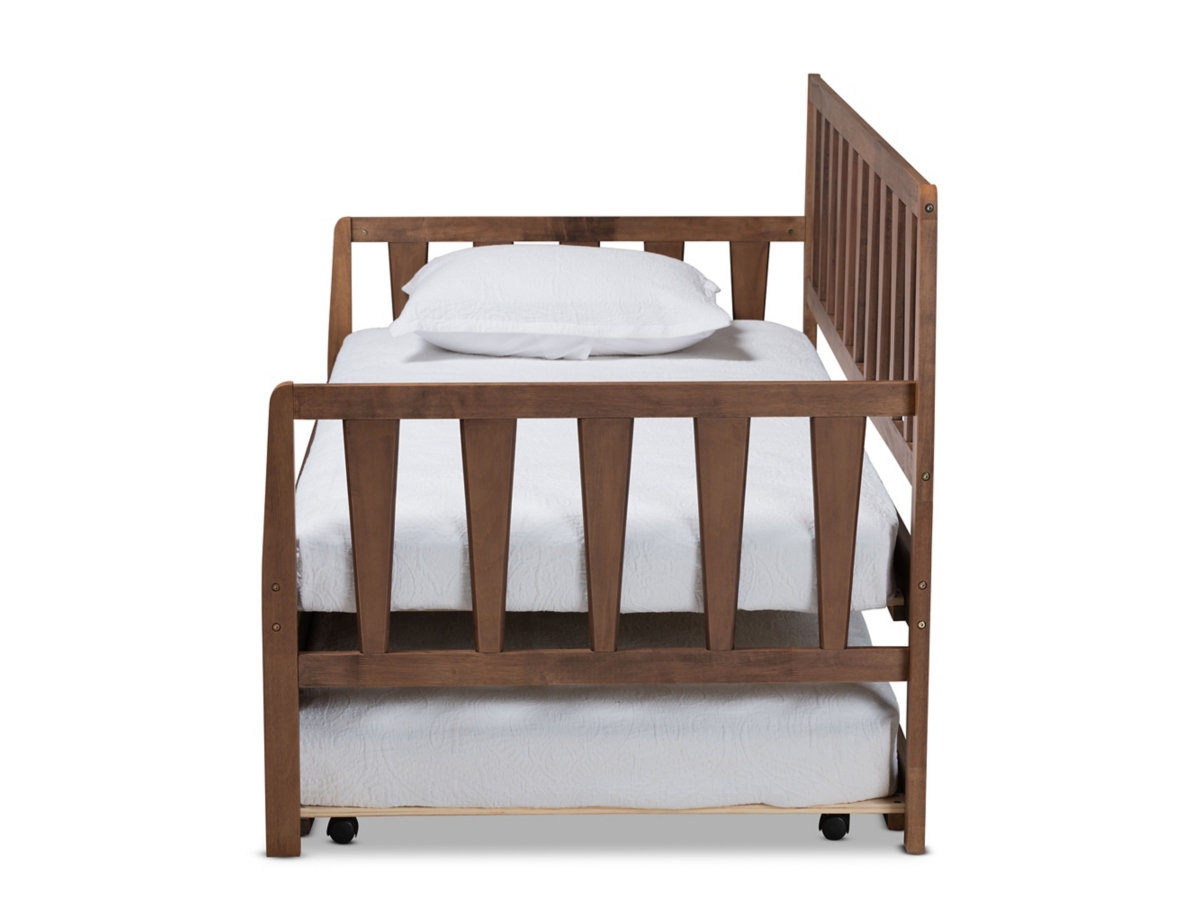 Baxton Studio Midori Twin Daybed with Roll Out Trundle Bed Ashley