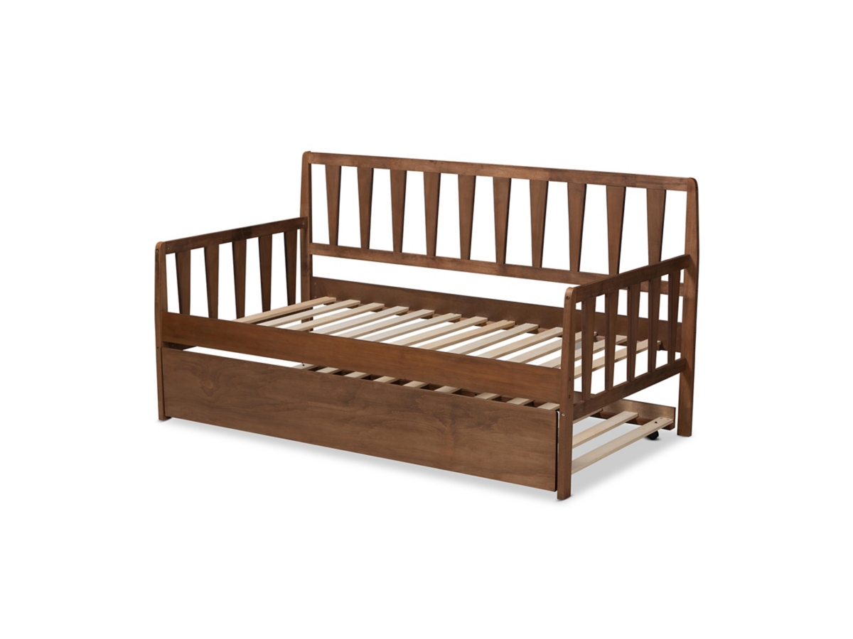 Baxton Studio Midori Twin Daybed with Roll Out Trundle Bed Ashley