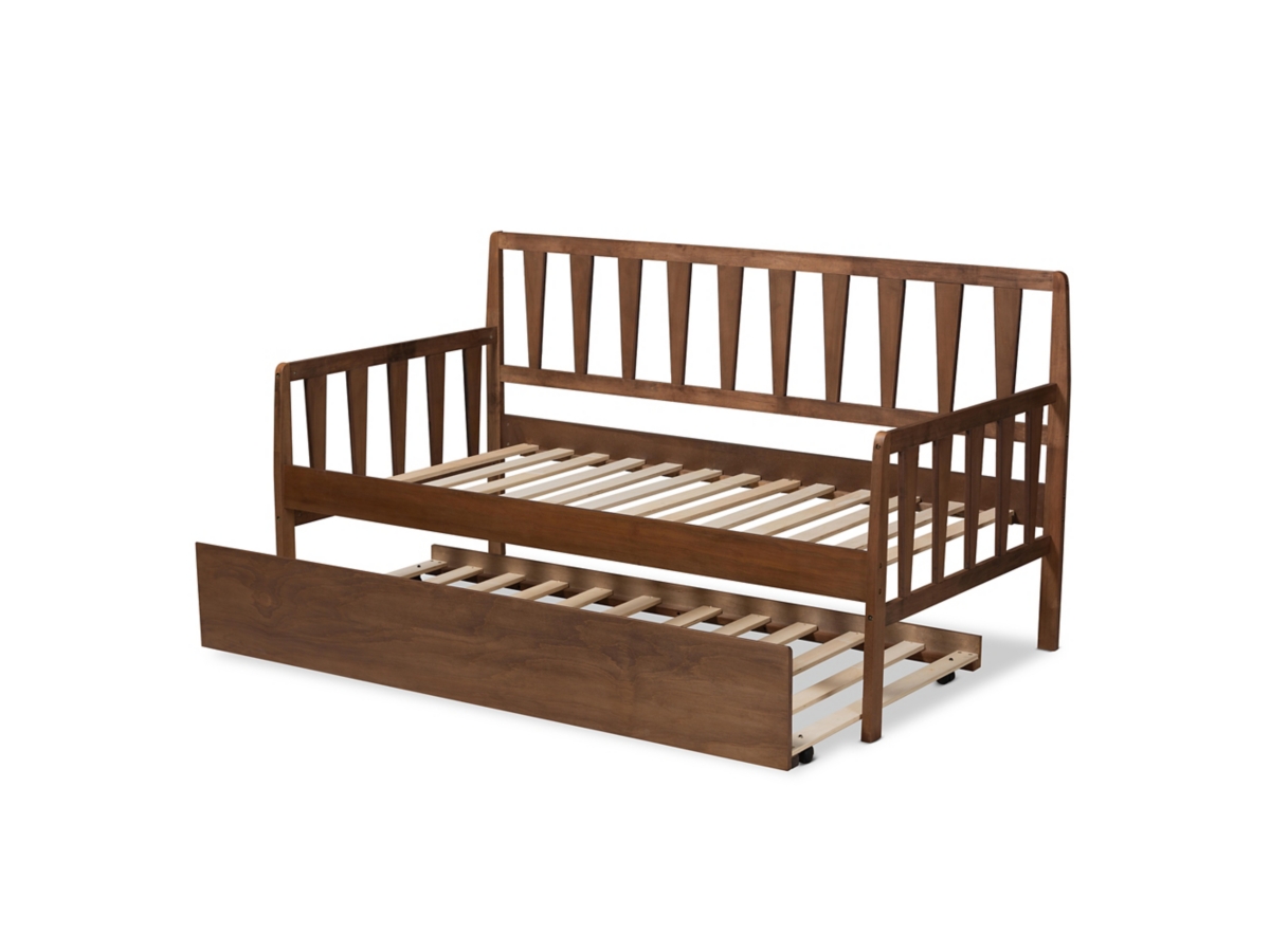 Baxton Studio Midori Twin Daybed with Roll Out Trundle Bed Ashley