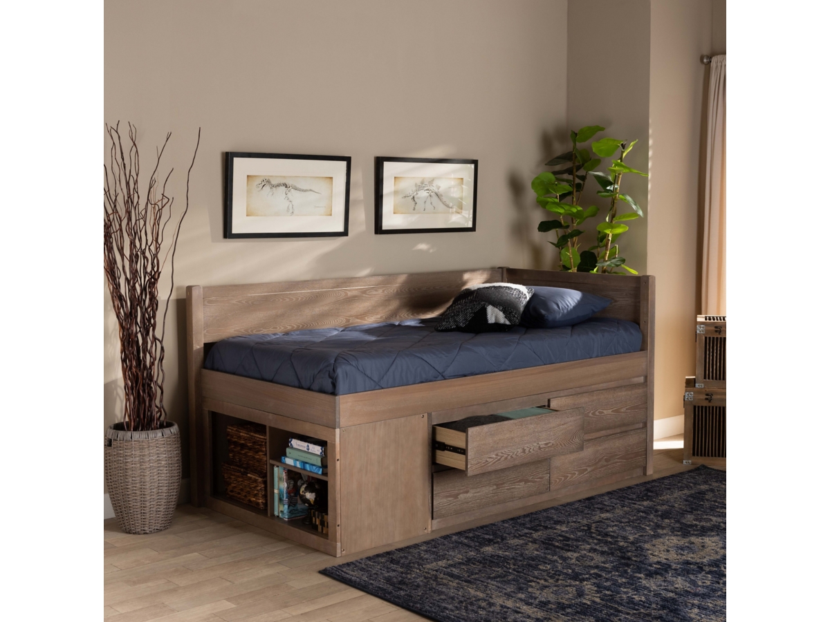 Baxton Studio Levon Wood 4 Drawer Twin Storage Bed Ashley