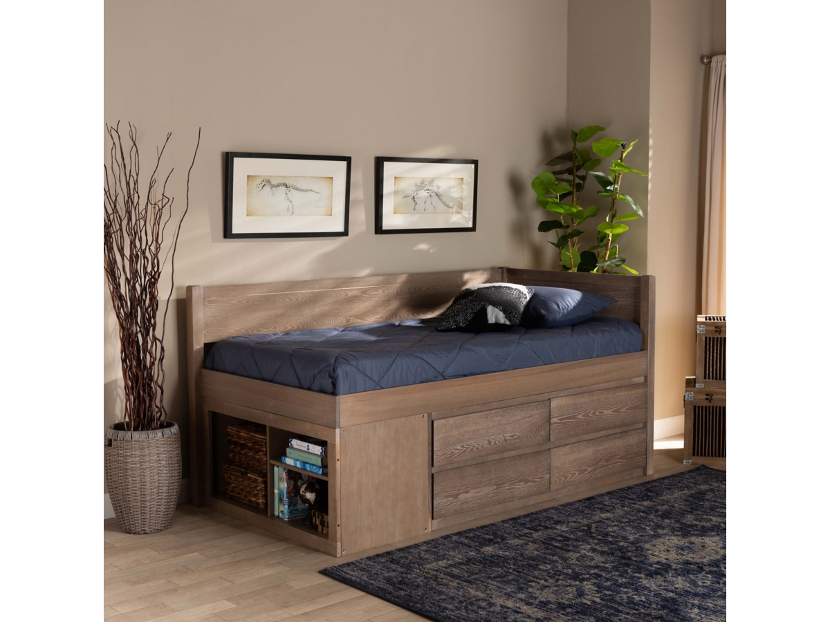 Baxton Studio Levon Wood 4 Drawer Twin Storage Bed Ashley