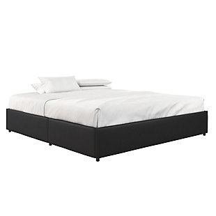 Micah  King Upholstered Platform Bed with Storage, Black, large