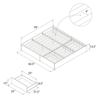 Micah  King Upholstered Platform Bed with Storage, Gray, large