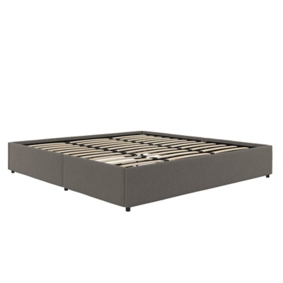 Micah  King Upholstered Platform Bed with Storage, Gray, large