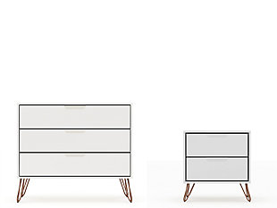 Modern  Dresser and Nightstand Set, White, large