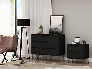 Modern  Dresser and Nightstand Set, Black, rollover