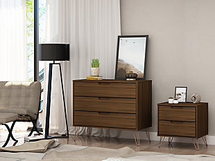 Modern  Dresser and Nightstand Set, Brown, rollover