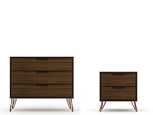 Modern  Dresser and Nightstand Set, Brown, large