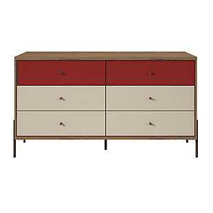 Joy Six Drawer Dresser, Red, large