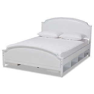 Elise  Transitional Queen Storage Platform Bed, White, large