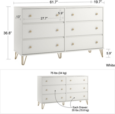 Finley 6 Drawer Dresser - Thumbnail 3