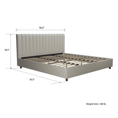 Brittany  King Upholstered Bed, Light Gray, large