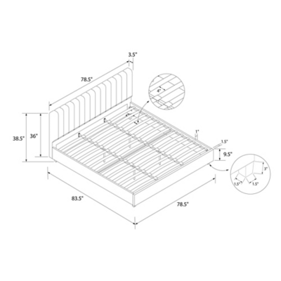 Brittany  King Upholstered Bed, Light Gray, large