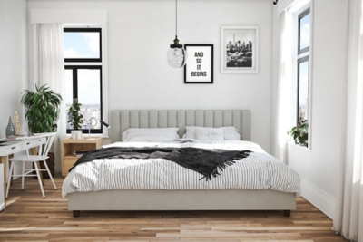 Brittany  King Upholstered Bed, Light Gray, large