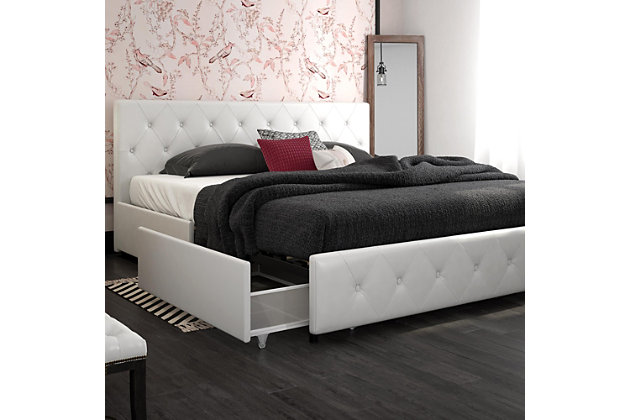 Dana King Upholstered Storage Bed, King Size Upholstered Bed With Drawers