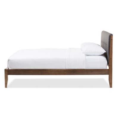 Leyton Queen Midcentury Modern Upholstered Platform Bed Ashley