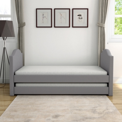 Boyd Sleep Paizlee Upholstered Faux Leather Daybed with Trundle, Gray, large