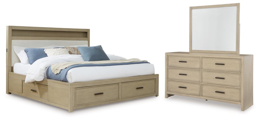 Calmoro Queen Bookcase Bed, Dresser and Mirror - image 1