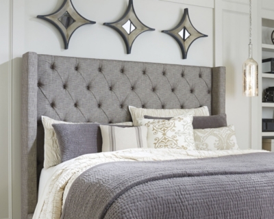 grey upholstered headboard