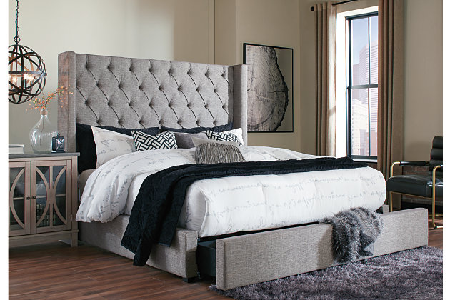 Sorinella Queen Upholstered Bed With 1, Grey Upholstered King Bed With Storage