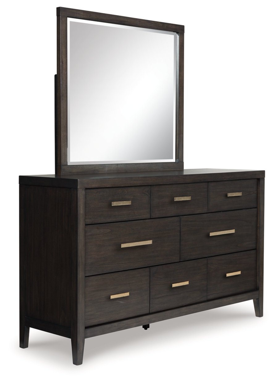 Westonfort Queen Upholstered Panel Bed, Dresser and Mirror - image 3