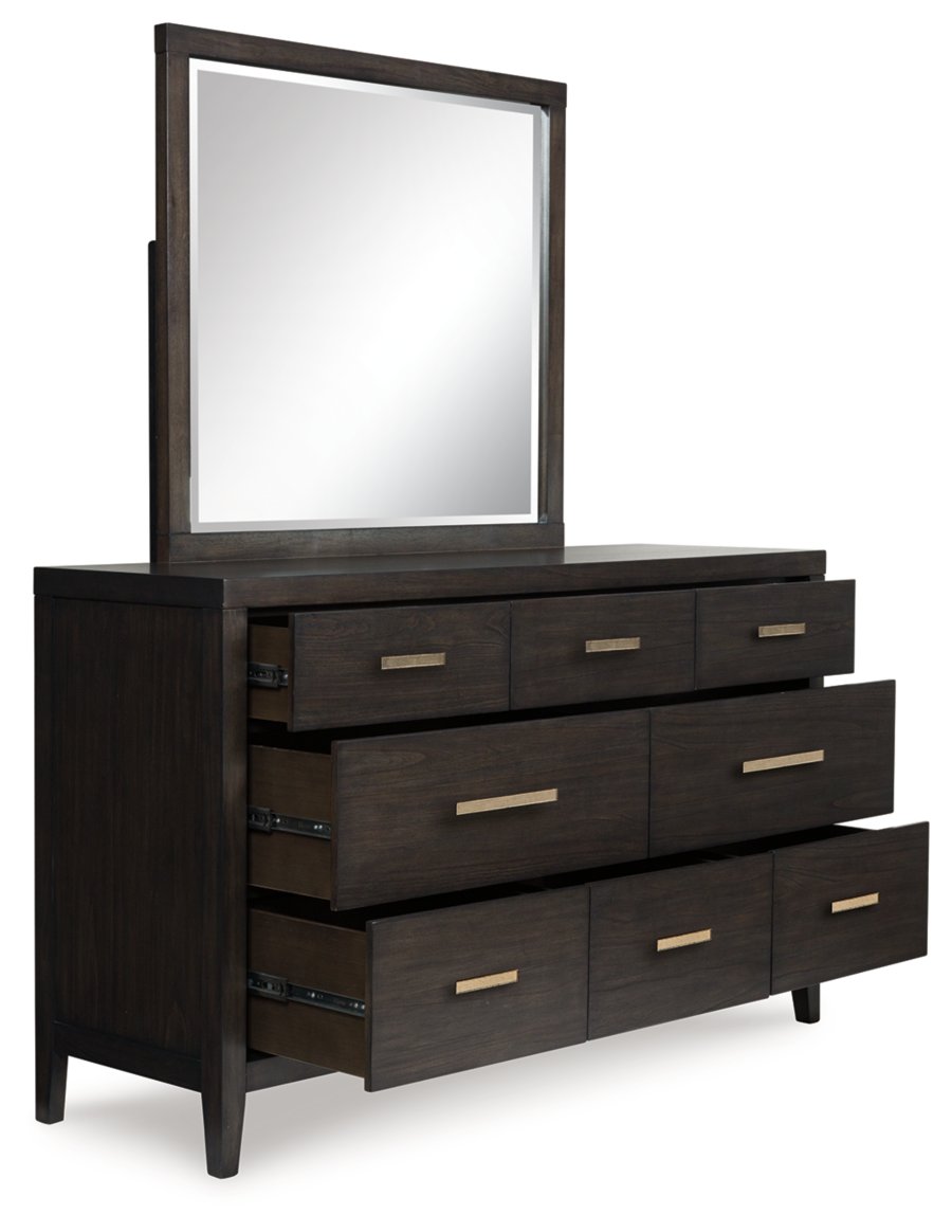 Westonfort Queen Upholstered Panel Bed, Dresser and Mirror - image 4