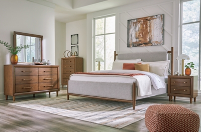 Lyncott Upholstered Panel Bed, Brown, large