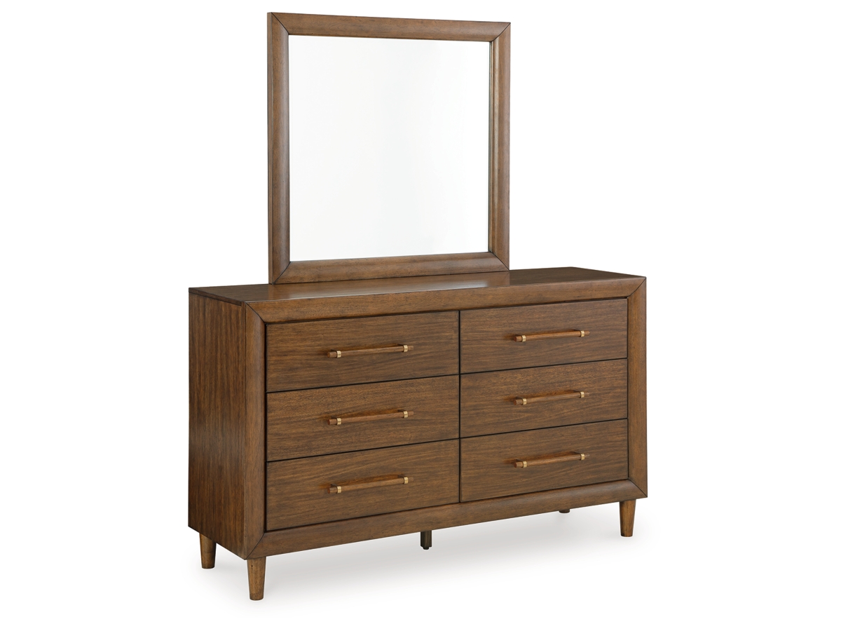 Lyncott King Upholstered Bed with Mirrored Dresser and Nightstand
