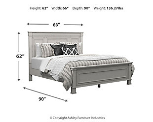 Jennily Queen Panel Bed With Mirrored, Jennily Queen Panel Bed Whitewash