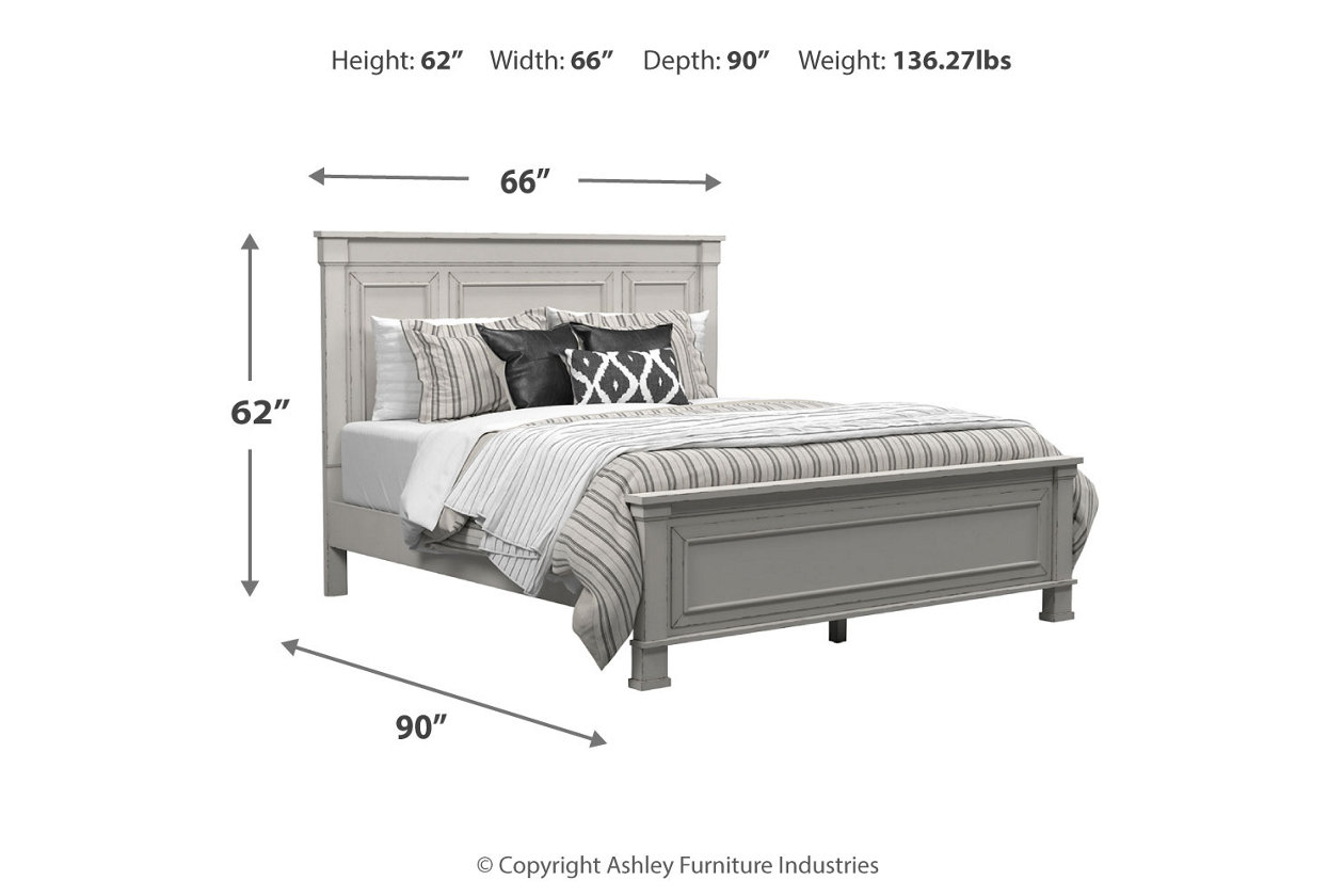 Jennily Queen Panel Bed With Mirrored, Jennily Queen Panel Bed Whitewash