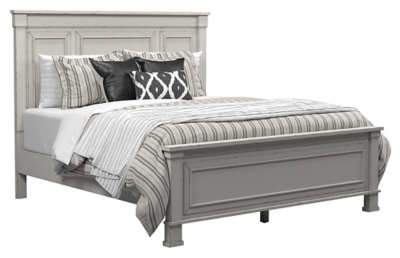 Jennily Queen Panel Bed, Whitewash, large