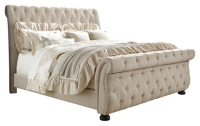Willenburg Queen Upholstered Sleigh Bed, Linen, large