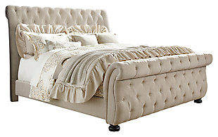 Willenburg California King Upholstered Sleigh Bed, Linen, large